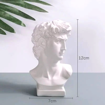 By Levin white resin David bust vase used as a decorative makeup brush holder with classic Renaissance sculpture design