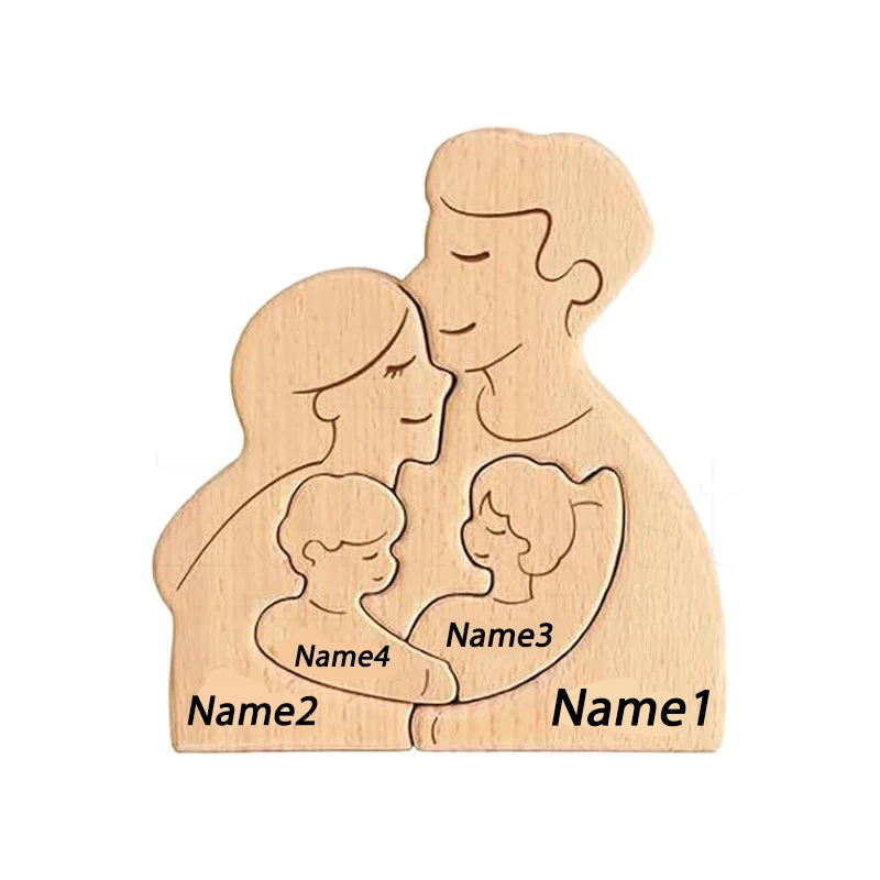 Wood Family Hug Puzzel