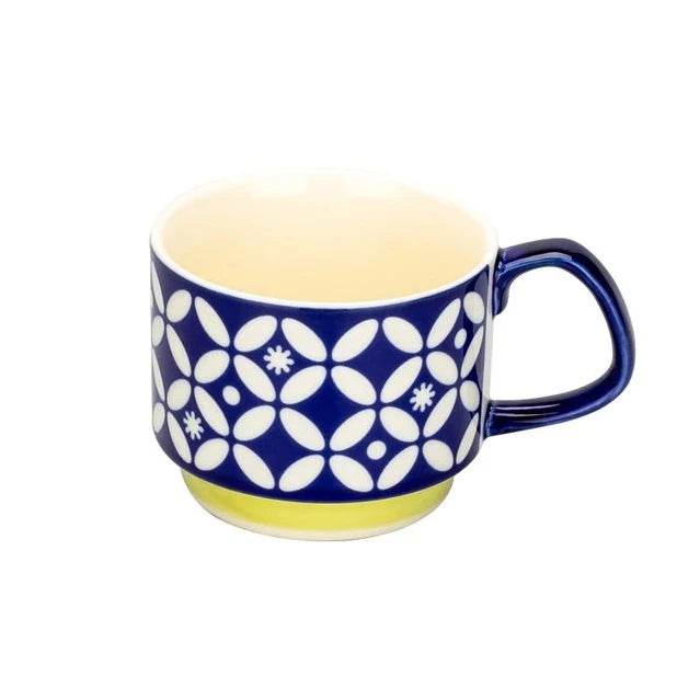 300ml Japanse Keramische Mok met Bloemenprint - Retro Koffiebeker