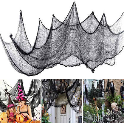 Halloween Griezelig Gaasdoek - Zwarte Decoratie Mesh Stof