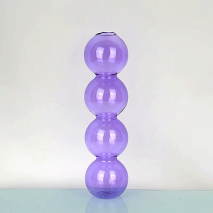 By Levin purple Nordic bubble glass flower vase with a stacked sphere design for modern minimalist home decor.