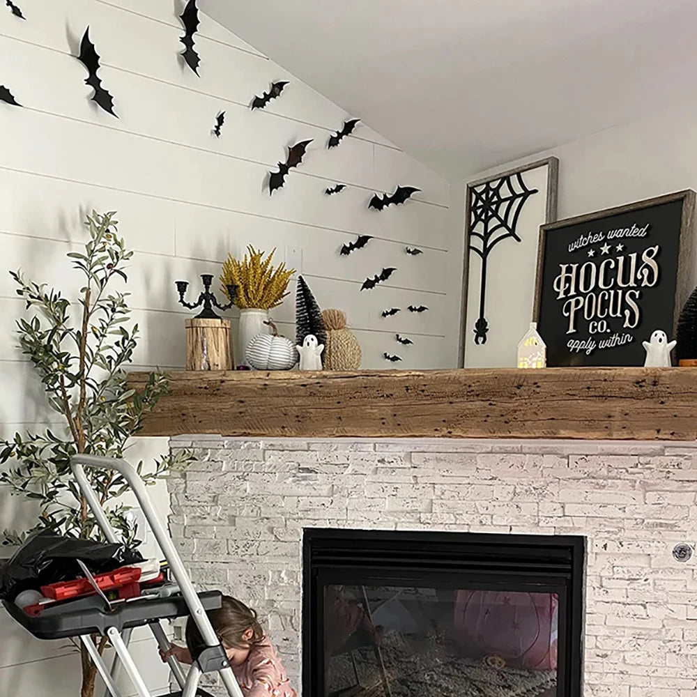 3D Zwarte Vleermuis Muurstickers - PVC Halloween Decoratie