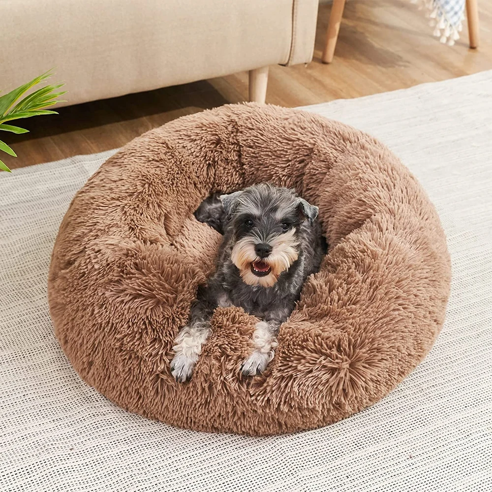 Kalmerende Pluche Hondenmand - Ronde Donut Dierenmand