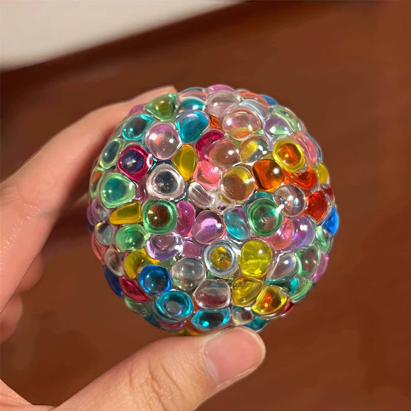 Kleurrijke Kralen Knijpbal Squishy - Kristal IJsblok Fidget Speelgoed