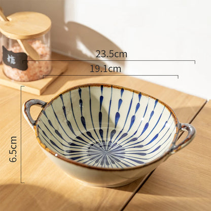 7,5 Inch Japanse Keramische Kom - Bloemen Soep- & Noedelkom