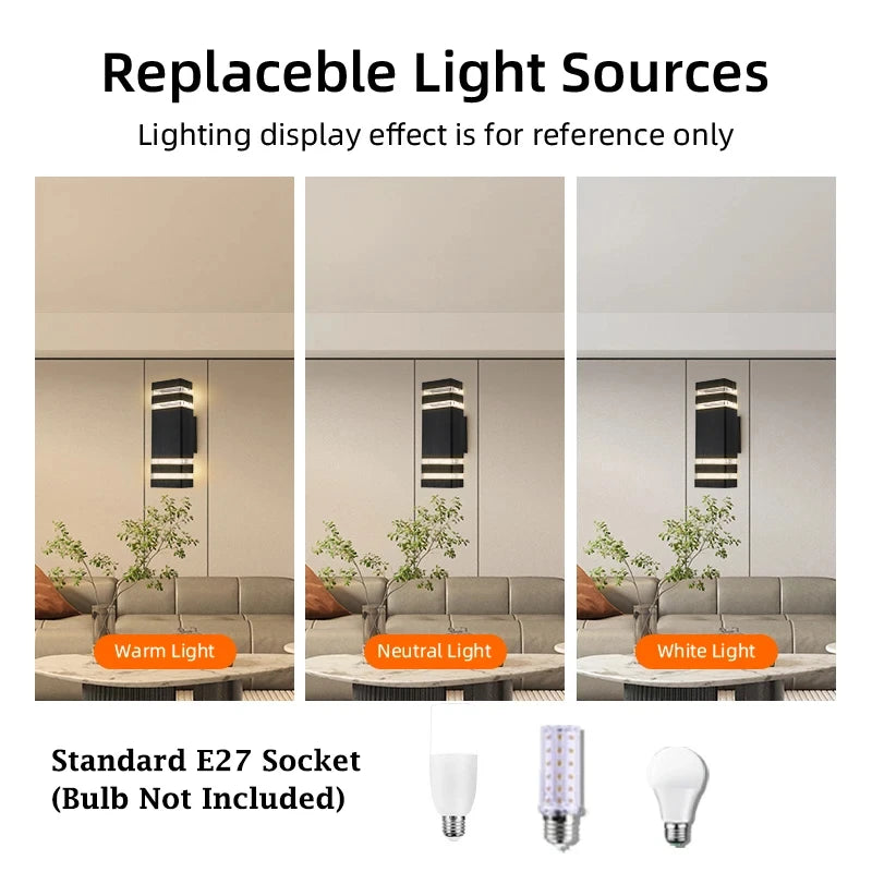 LED Buitenwandlampen E27 Op Neer Buitenwandlamp IP65 Waterdichte LED Wandlamp voor Veranda Voordeur Tuin Wandlamp
