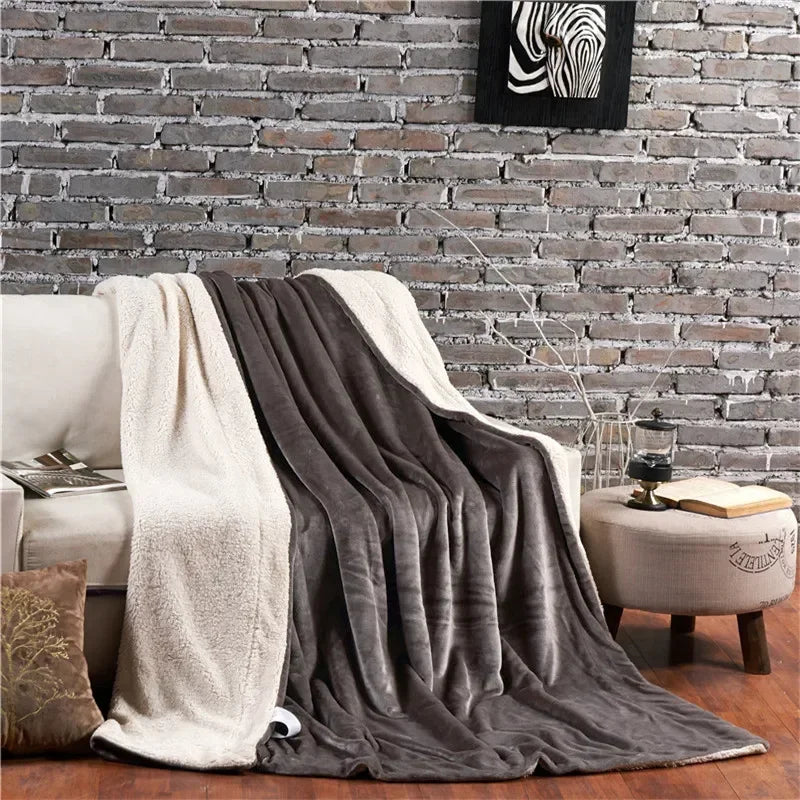 Warme Wollen Winter Woondeken - Dubbelzijdig Fleece Plaid