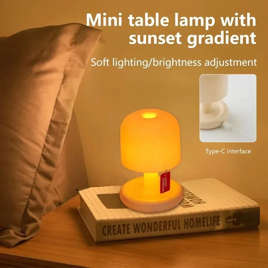 Mini Sunset Paddestoel LED Nachtlamp | USB Oplaadbare Tafellamp