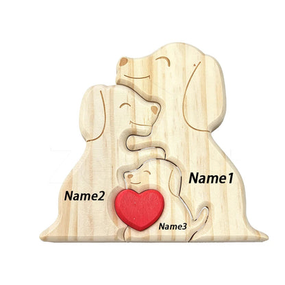 Wood Dog Family Puzzel