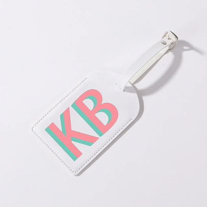 Gepersonaliseerd PU-Lederen Kofferlabel met Monogram – Luxe Bagagelabel op Maat