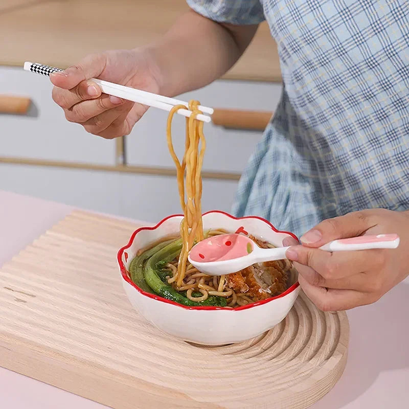 Kawaii Aardbei Keramische Lepel met Lang Handvat - Handgeschilderde Lepel