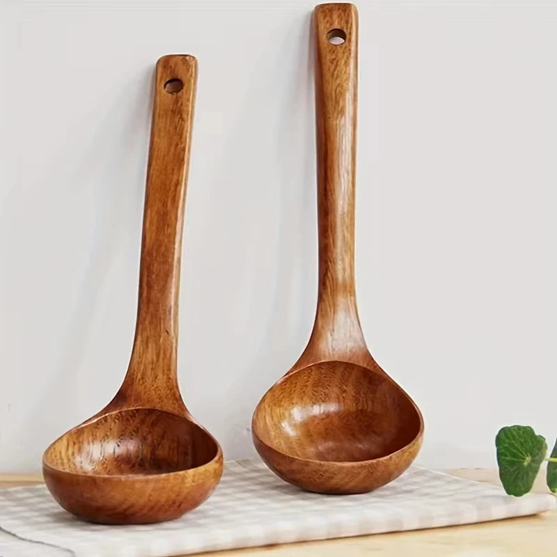 Natuurlijk Massief Houten Soeplepel Set - Krasvrij Keukengerei