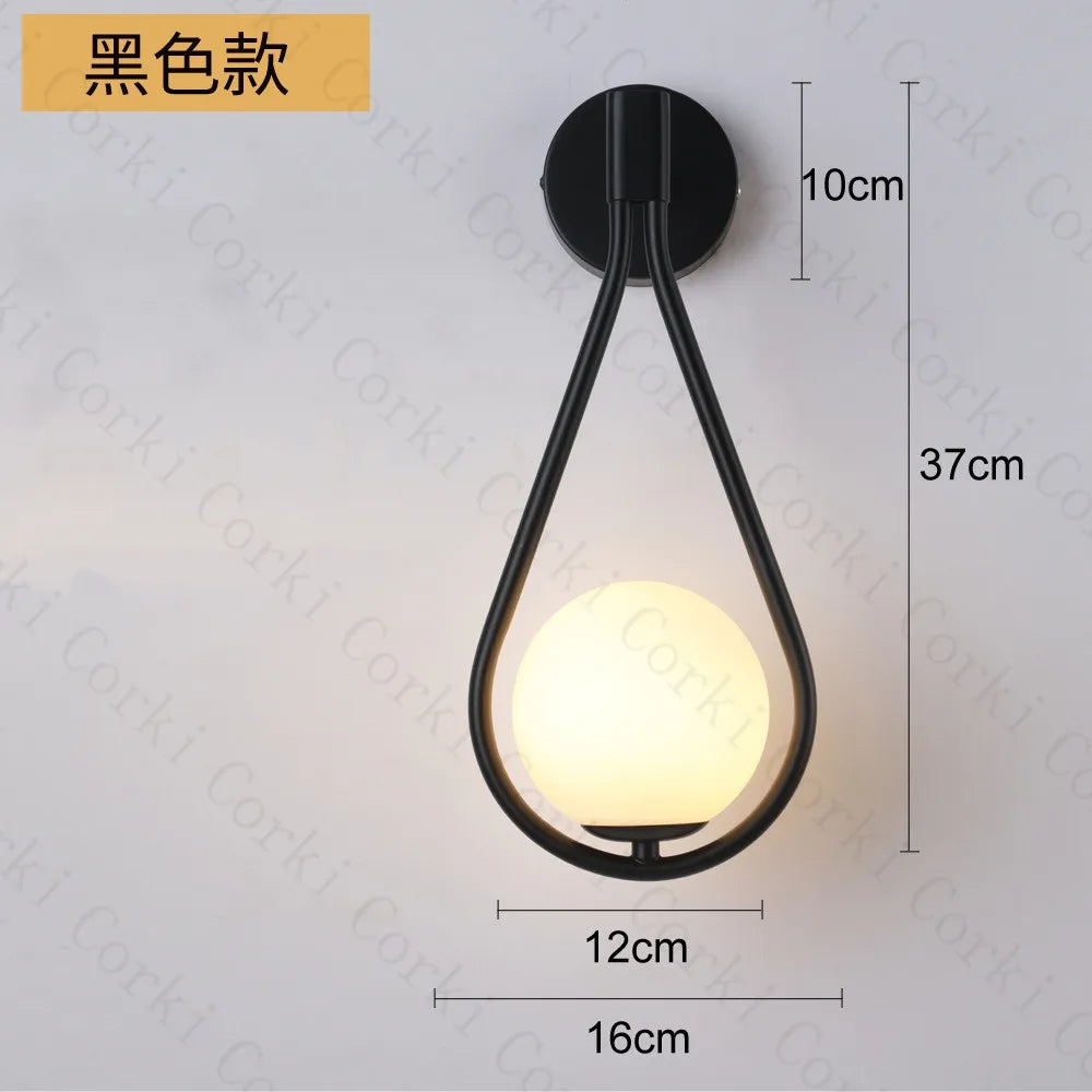Nordic Creatieve Luxe Glazen Bal LED Wandlamp Woonkamer Metaal Modern Minimalistisch Bedlampje Slaapkamer Verlichting