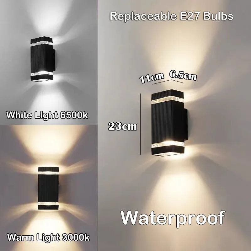 LED Buitenwandlampen E27 Op Neer Buitenwandlamp IP65 Waterdichte LED Wandlamp voor Veranda Voordeur Tuin Wandlamp