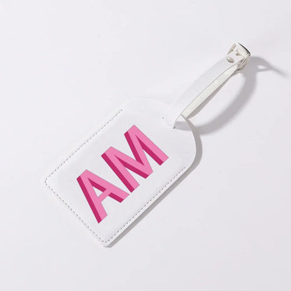 Gepersonaliseerd PU-Lederen Kofferlabel met Monogram – Luxe Bagagelabel op Maat