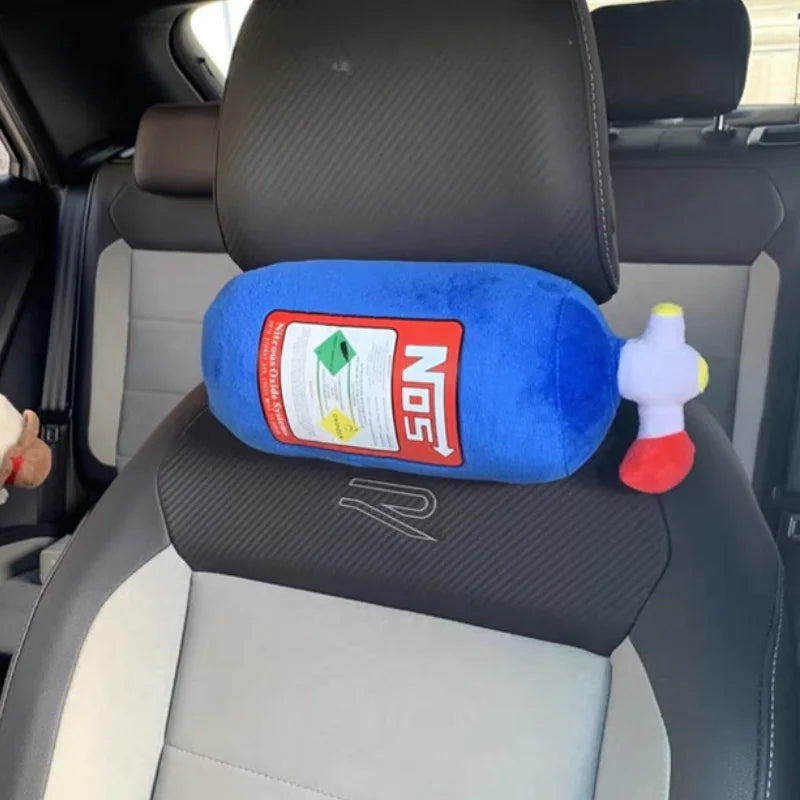 Nieuwe Auto Nek Kussen Auto Hoofsteun voor Bestuurder Voor NOS Lachgas Fles Auto Decor Hoofsteun Kussen Pluche Kussen Auto Onderdelen