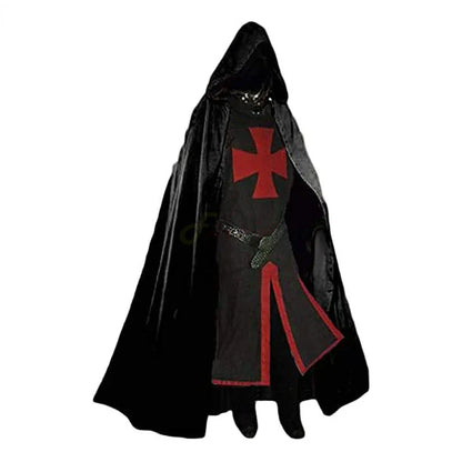 Ridders Templar Kruisvaarder Cosplay Kostuum - Authentieke Tuniek & Kaap Set voor Halloween