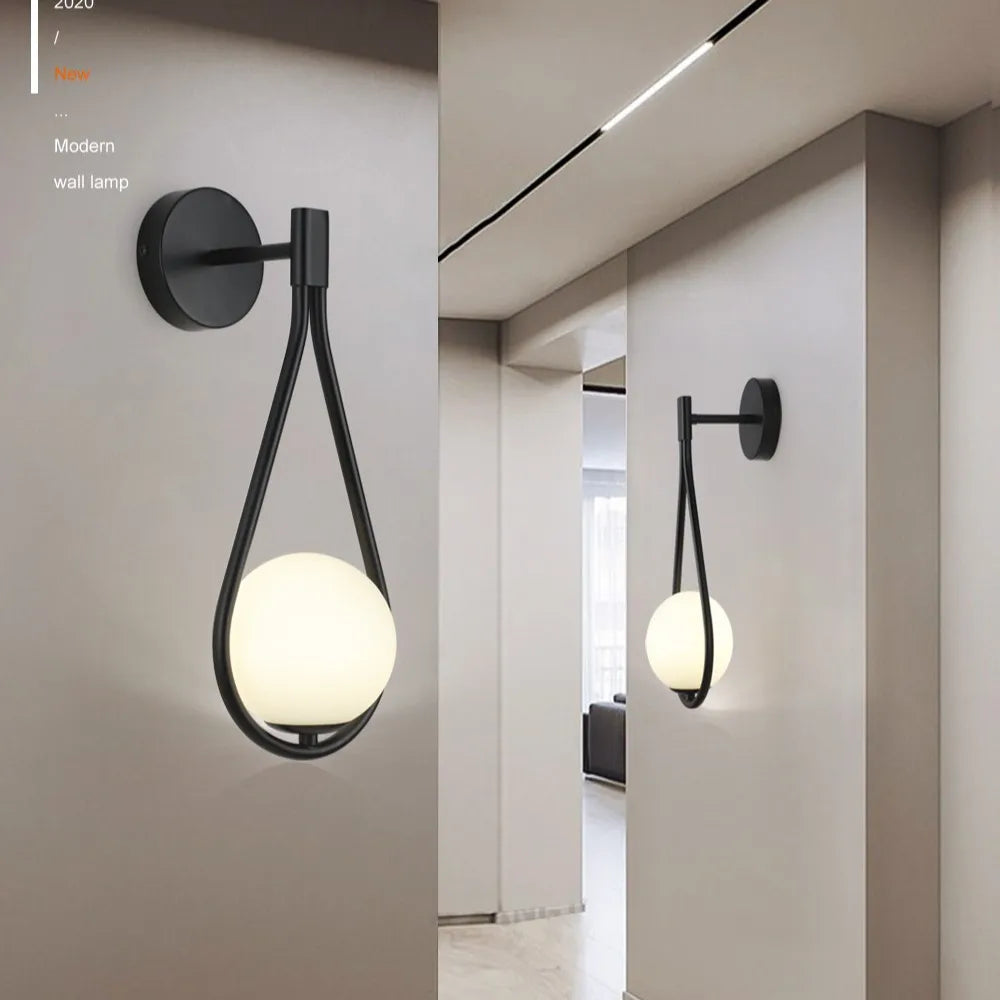 Nordic Creatieve Luxe Glazen Bal LED Wandlamp Woonkamer Metaal Modern Minimalistisch Bedlampje Slaapkamer Verlichting