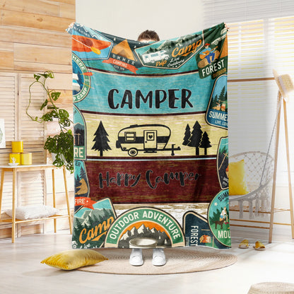 Happy Camper Buiten Avontuur Koraal Vlies Deken