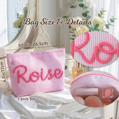 Gepersonaliseerde Seersucker Make-Up Tas - Met Naam