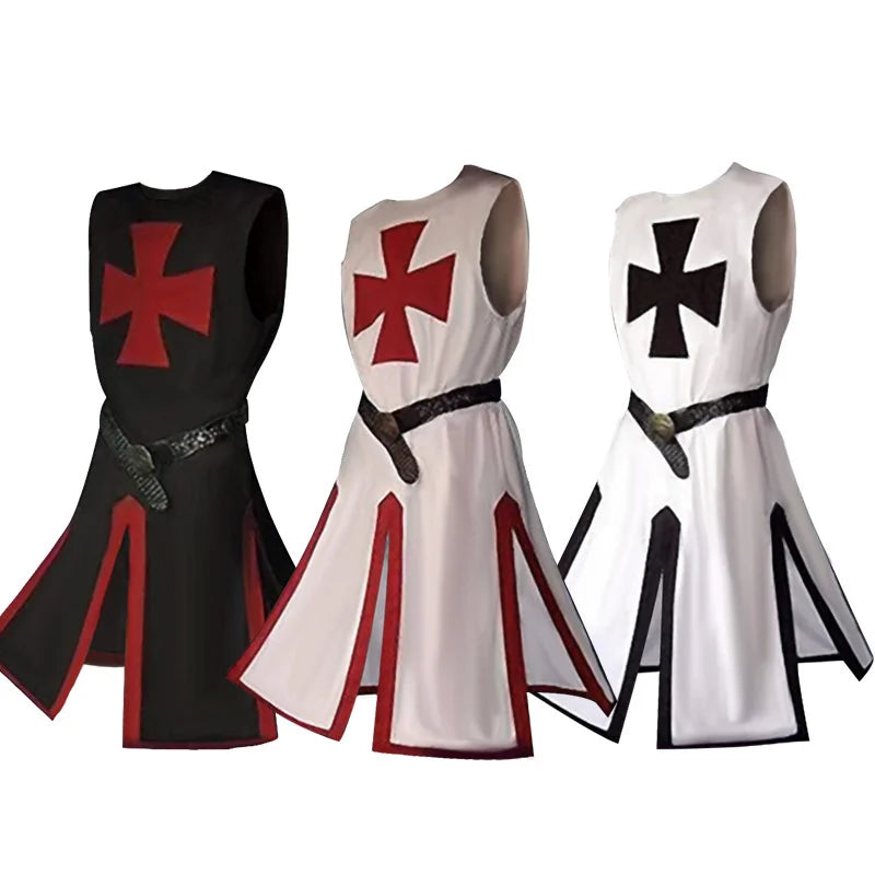 Ridders Templar Kruisvaarder Cosplay Kostuum - Authentieke Tuniek & Kaap Set voor Halloween