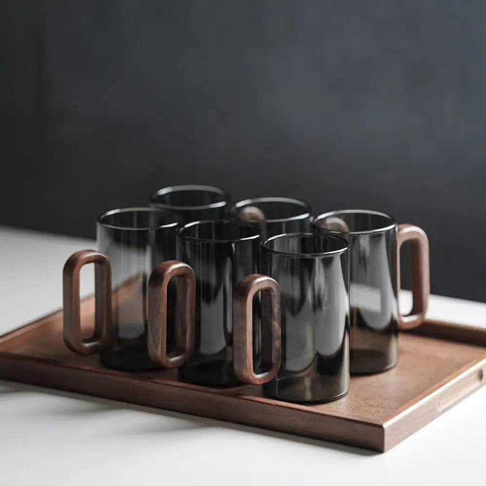 TimberCharm – Rustieke Glazen Mok met Houten Handvat voor Stijlvolle Drankmomenten