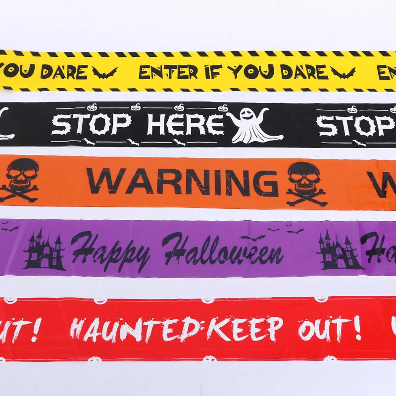 Halloween Doodskop Waarschuwingstape - Spookachtige Raam & Deur Prop
