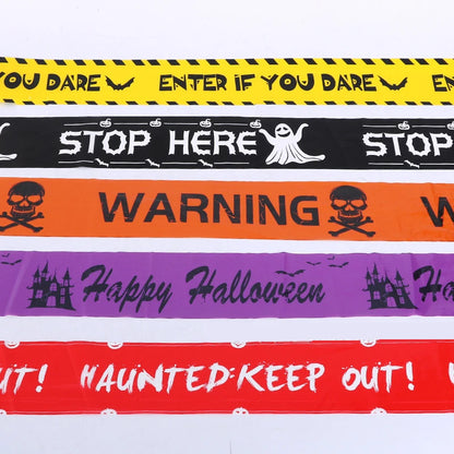 Halloween Doodskop Waarschuwingstape - Spookachtige Raam & Deur Prop