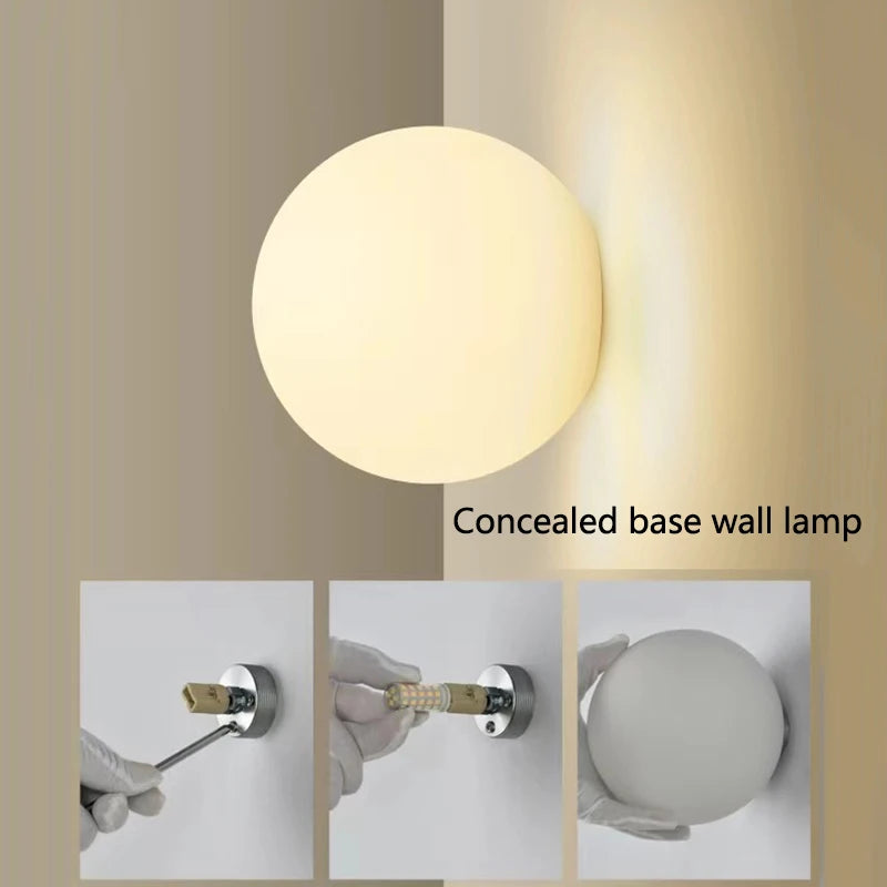 French Bauhaus Glass Wall Sconce - G9 & G4 Milky Glass Globe | Shop