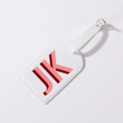 Gepersonaliseerd PU-Lederen Kofferlabel met Monogram – Luxe Bagagelabel op Maat