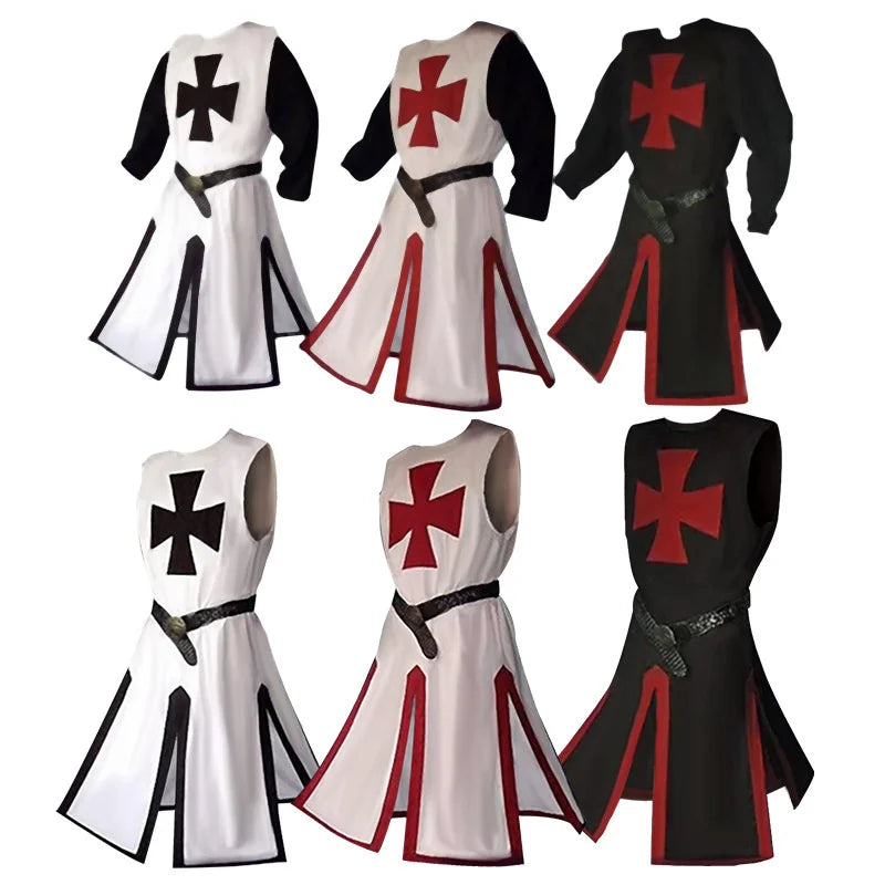 Ridders Templar Kruisvaarder Cosplay Kostuum - Authentieke Tuniek & Kaap Set voor Halloween
