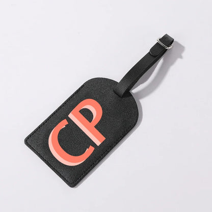 Gepersonaliseerd PU-Lederen Kofferlabel met Monogram – Luxe Bagagelabel op Maat