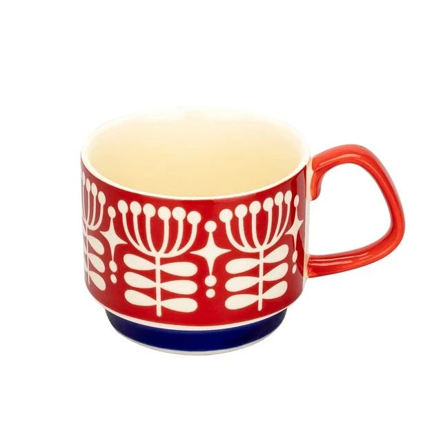 300ml Japanse Keramische Mok met Bloemenprint - Retro Koffiebeker