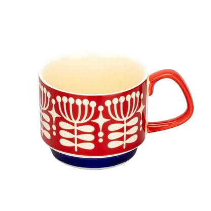 300ml Japanse Keramische Mok met Bloemenprint - Retro Koffiebeker