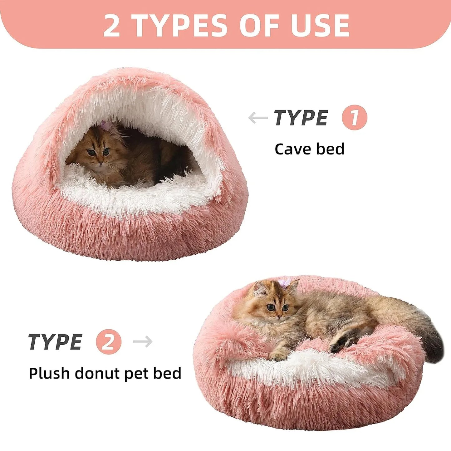2-in-1 Zachte Pluche Dierenmand met Kap - Katten- & Hondenmand