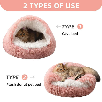 2-in-1 Zachte Pluche Dierenmand met Kap - Katten- & Hondenmand
