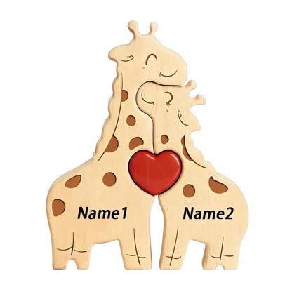 Wood Giraffe Family Puzzel