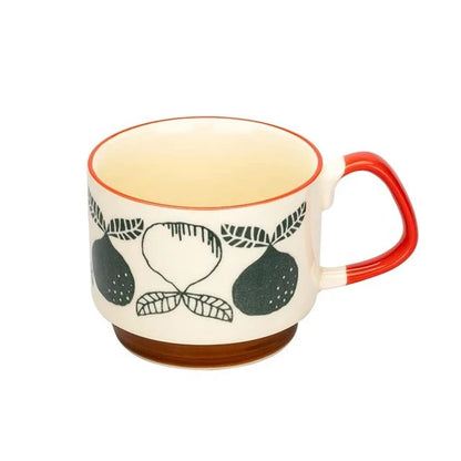 300ml Japanse Keramische Mok met Bloemenprint - Retro Koffiebeker