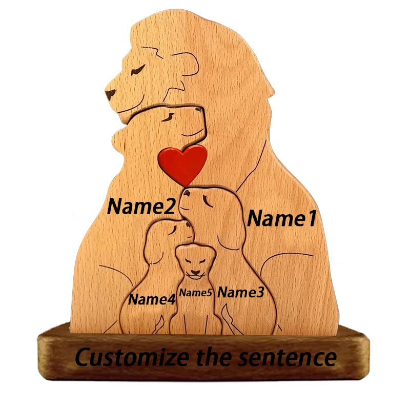 Wood Lion Family Puzzel