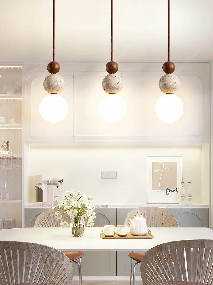 Luma Travertijn Hanglamp - Crèmestijl Natuurstenen Lamp
