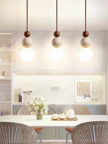 Luma Travertijn Hanglamp - Crèmestijl Natuurstenen Lamp