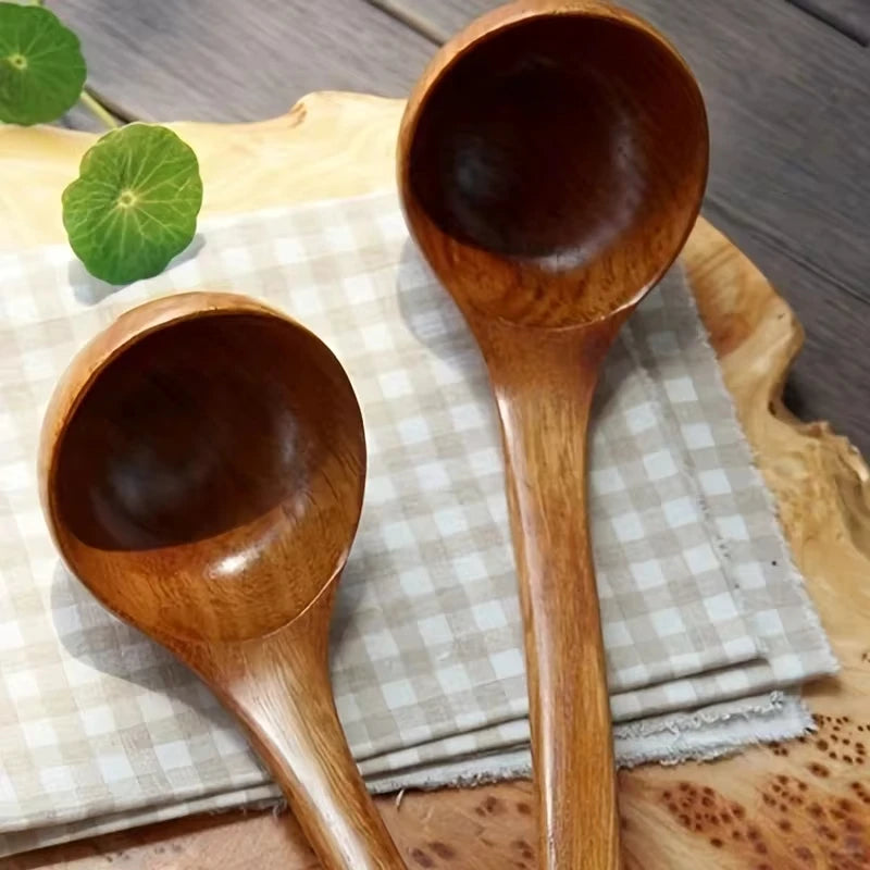 Natuurlijk Massief Houten Soeplepel Set - Krasvrij Keukengerei