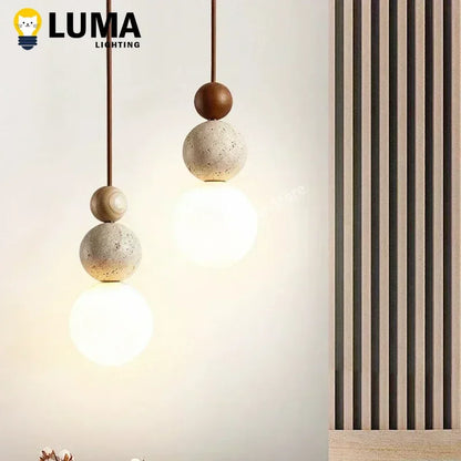 Luma Travertijn Hanglamp - Crèmestijl Natuurstenen Lamp