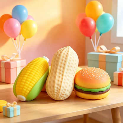 Pinda Maïs Burger Squishy Set - Zacht Anti-Stress Fidget Speelgoed