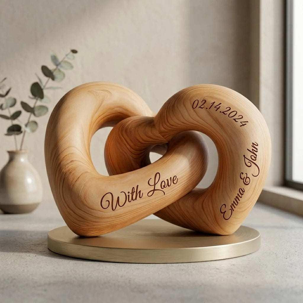 Gepersonaliseerd Houten Ineengevlochten Hart Sculptuur