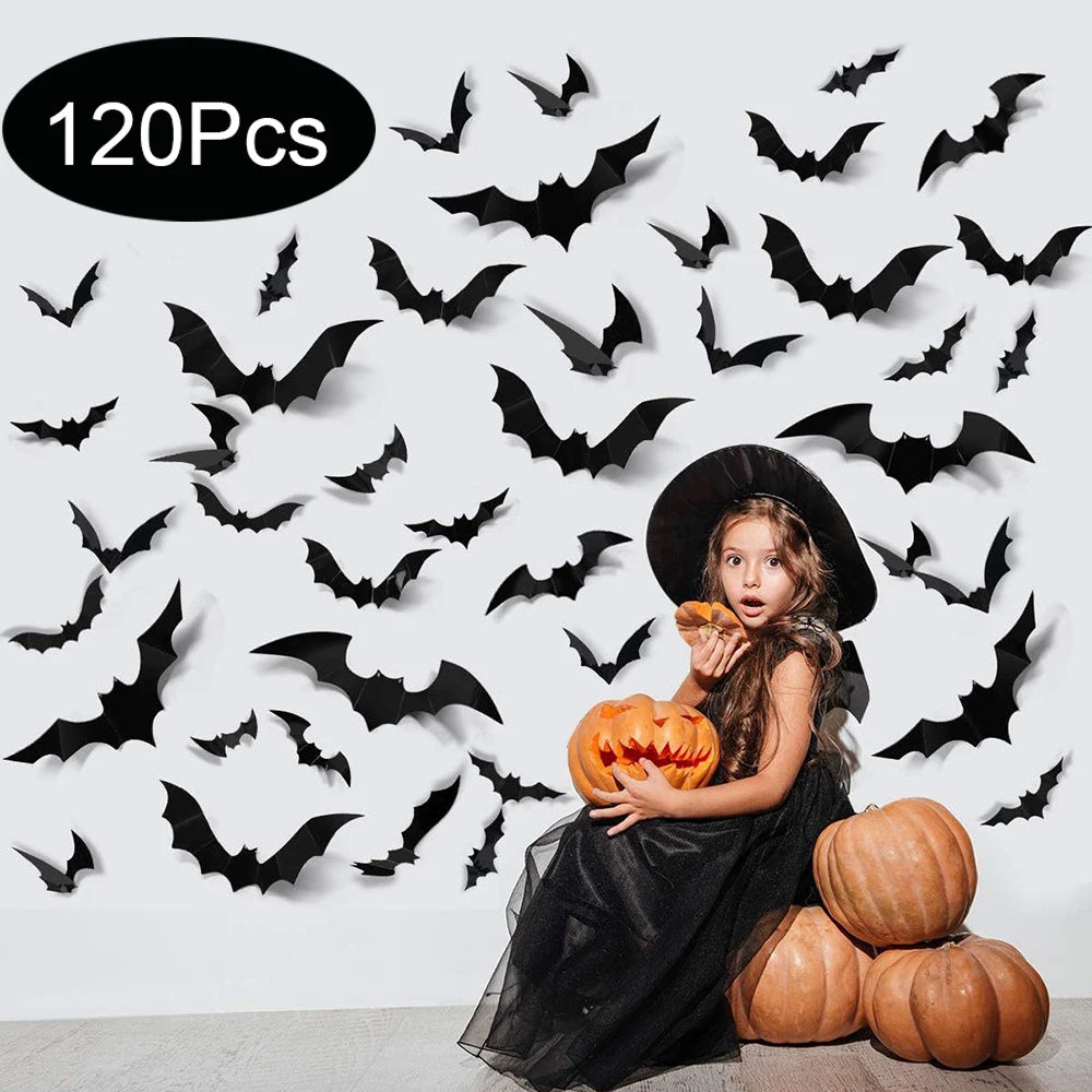3D Zwarte Vleermuis Muurstickers - PVC Halloween Decoratie