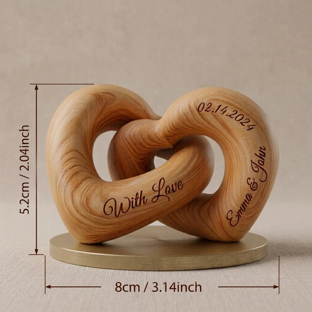 Gepersonaliseerd Houten Ineengevlochten Hart Sculptuur