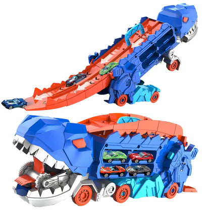 Vouwbare Dinosaurussen Transportauto Set - 2 Die-Cast Auto's voor Competitief Spel & Gemakkelijke Opslag