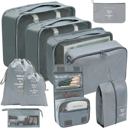 PackWunder Reisorganizer Set 7/8/9/10-delig | Opvouwbare Koffer-organizer | Voor kleding, schoenen & accessoires