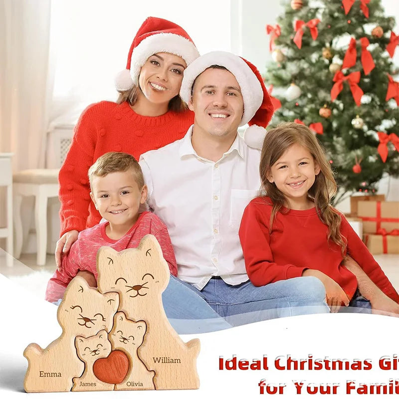 Wood Cat Family Puzzel